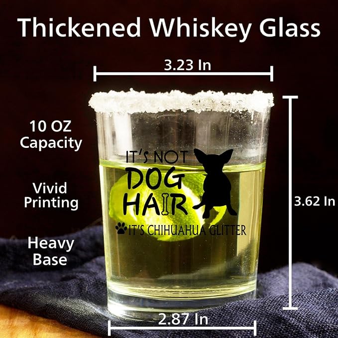 Chihuahua Gifts Whiskey Glasses 10 oz, Gifts for Chihuahua Lovers, Funny Dog Old Fashioned Rocks Glasses Cup for Women Men Drinking Scotch Bourbon Liquor