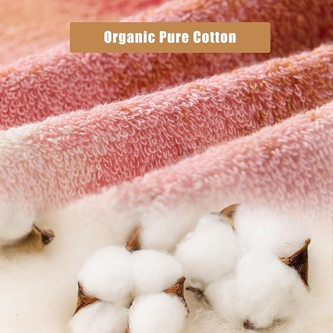 SEMAXE 18-Pack Bath Towel Set Include 6 Bath Towels, 6 Hand Towels, 6 Wash Cloths, 100% Cotton Bathroom Towels with Hanging Loops and Nano-Bio Lifecycle Labels, Colorful Towel - Sunset Collection