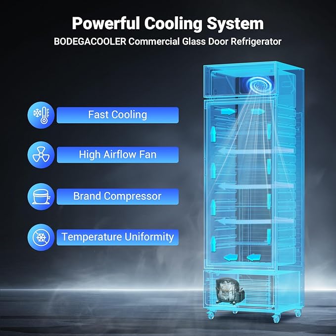BODEGA BODEGACOOLER Commercial Beverage Refrigerator and Cooler, Commercial Merchandiser Refrigerator with Soft LED Light, Adjustable Shelves, Display Cooler with 192 cans & 120 bottles,9.0 Cu.Ft.