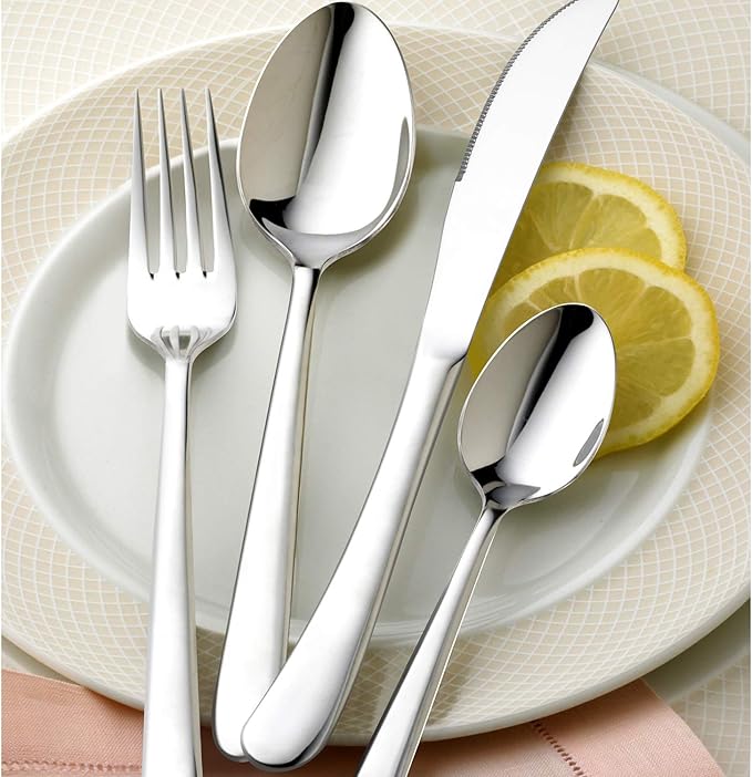 HaWare Heavy Duty Silverware Set, 40-Piece Stainless Steel Flatware Cutlery for 8, Modern & Elegant Design Includes Knives/Forks/Spoons, Mirror Polished and Dishwasher Safe