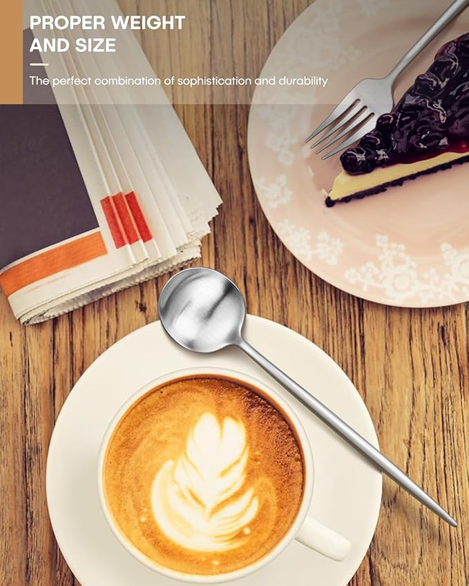 Silverware Set For 8,Ollex 40 Pieces Matte Flatware Set,Stainless Utensil set with Knives Forks and Spoons Tableware Cutlery Set for Home Kitchen Restaurant Hotel,Satin Finish&Dishwasher Safe