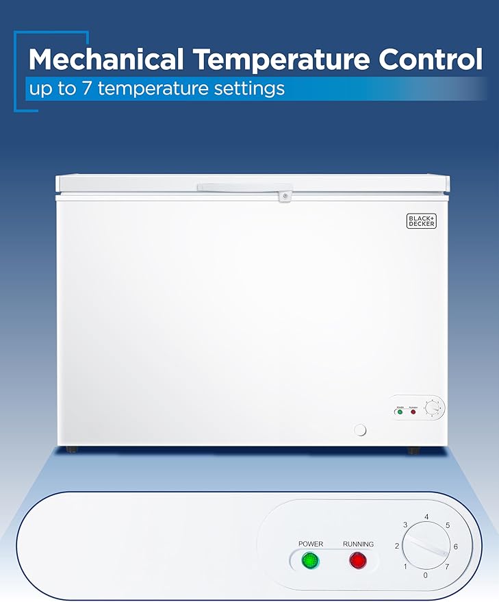BLACK+DECKER 10 Cu. Ft. Chest Freezer, Deep Freezer with Top Opening, Freezer Chest with 2 Removable Storage Baskets, Mechanical Temperature Control, Manual Defrost, R600a Refrigerant,BCF1000E,White