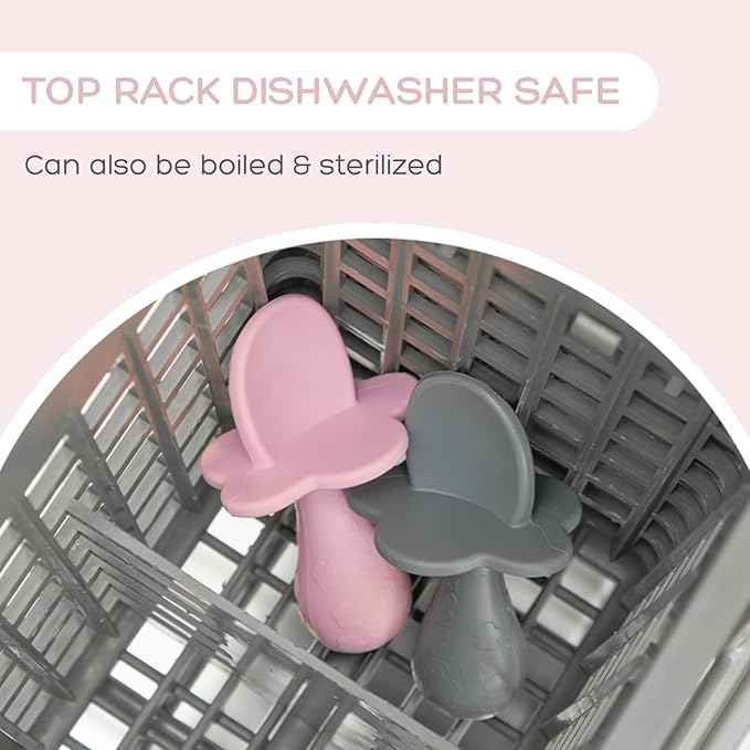 Grabease Spoon - Silicone Spoons 2-Pack Blush - Soft Utensils - Dishwasher-Safe, Easy-Grip