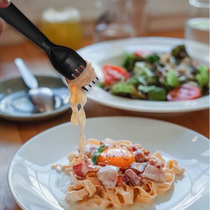 12 Pcs Kids Spoons and Forks Toddler Utensils Plastics Reusable Silverware Baby Cutlery Set Feeding Dinnerware Utensils BPA Free Microwave Dishwasher and Freezer Safe- Black