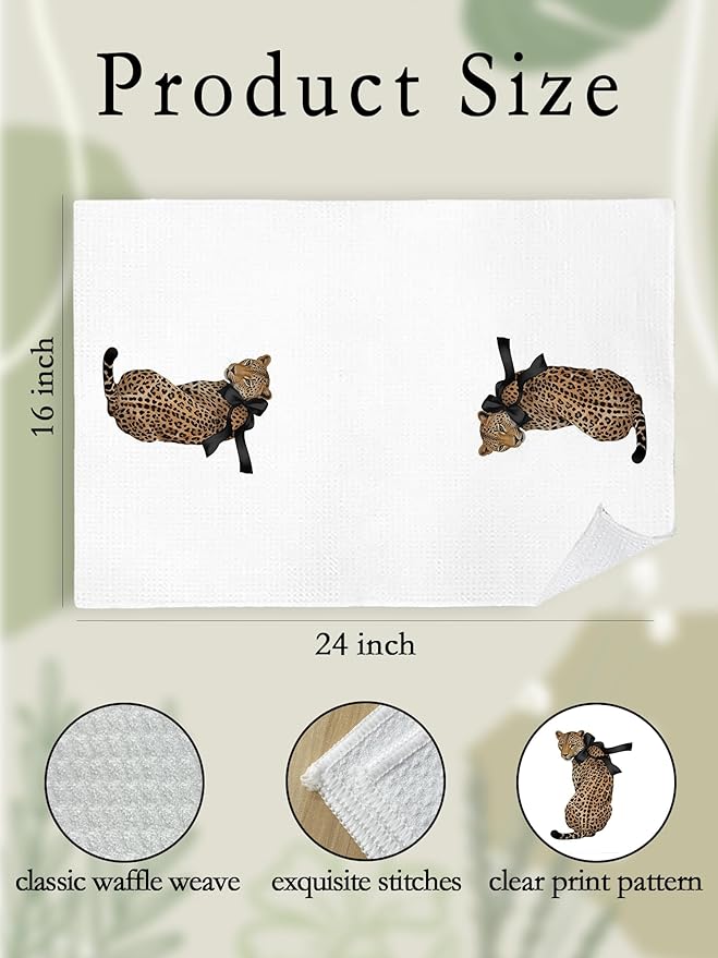 Leopard Bathroom Hand Towels Set of 2 - Trendy Cheetah Print Bathroom Kitchen Decor, Cheetah Room Decor, Leopard Print Decorative Kitchen Hand Towel Gifts, Housewarming Gift Idea New Home412