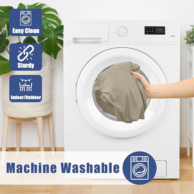 Round Spandex Tablecloth, Elastic Fitted Waterproof Tablecloths for 45"-56" Tables, Stretch Washable Picnic Table Cover for Camping, Dining, Indoor and Outdoor, Taupe