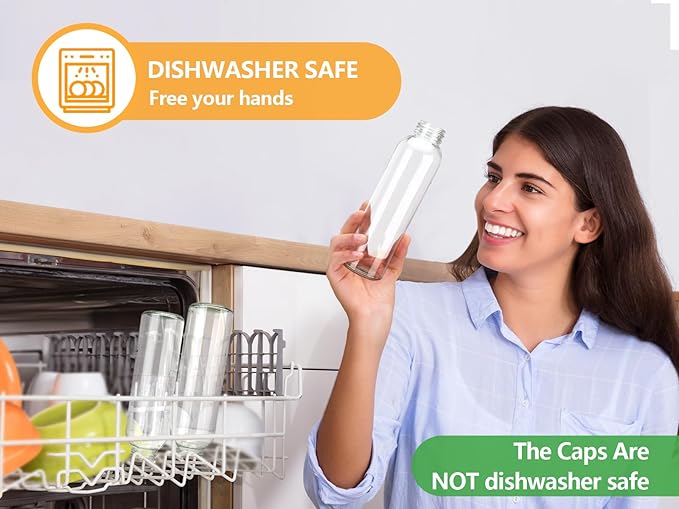 Zukro Glass Water Bottles with Lids 18 oz, Reusable Juice Bottles for Juicing, Leak Proof Juice Storage Containers for Fridge, Clear Drinking Jars With Stainless Steel Caps, BPA Free, Set of 6 Gold