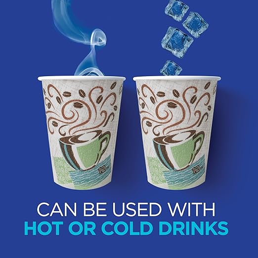 Dixie PerfecTouch 8 oz Paper Coffee Cups By GP PRO, Coffee Haze Design, 1000 Count (50 Disposable Cups Per Sleeve, 20 Sleeves Per Case), 5338CD