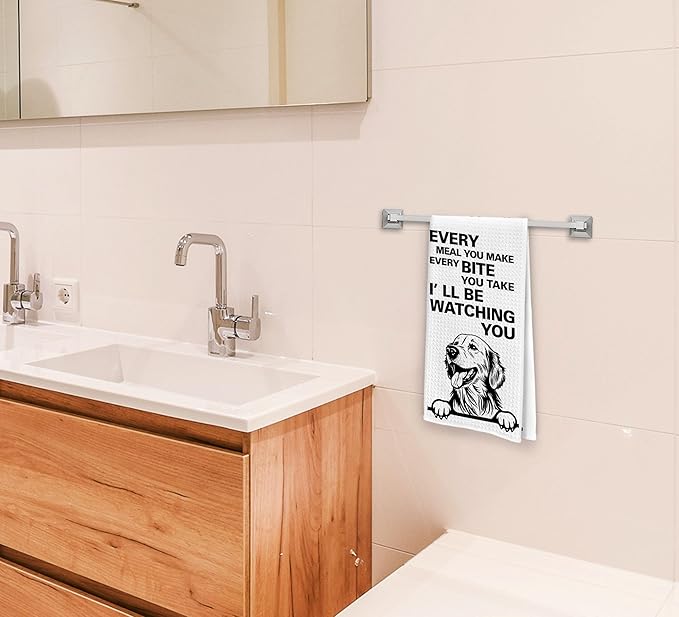 Funny Dish Towels, Golden Retriever Decorative Kitchen Towels, Dog Mom Gifts, Every Meal You Make Every Bite You Take Hand Towels for Bathroom
