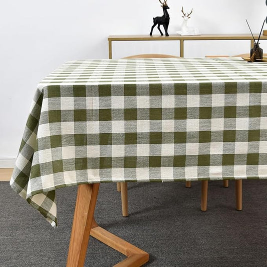 Gingham Tablecloth Rectangle Table Cloth Heavy Duty Cotton Checkered Table Cover for Spring Picnic Kitchen Dining(C-Sage Green, 52x52 inch)