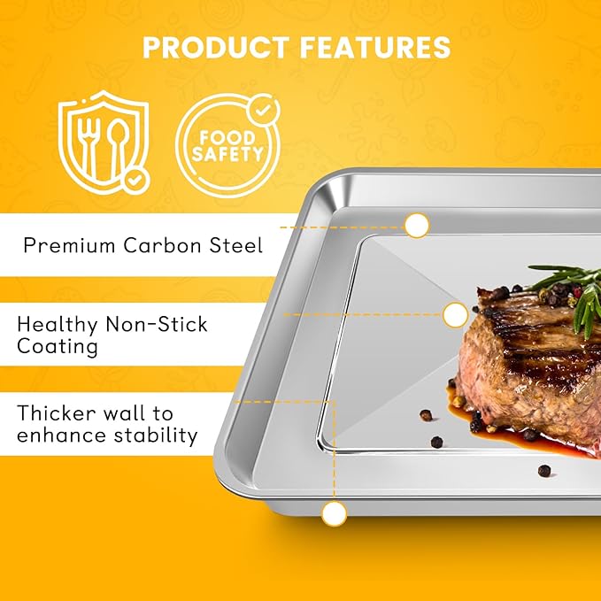 Air Fryer Tray Replacement for Cuisinart TOA-60 TOA-65 TOA-70 Toaster Air Fryer Convection Oven, 12.4 * 11'' Non-stick Mesh Air Fryer Steel Basket Wire Rack Accessories Parts, Dishwasher Safe