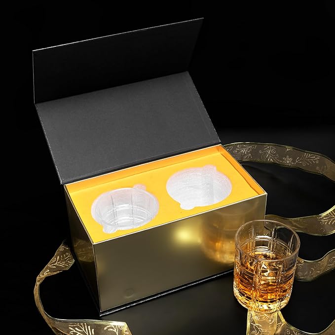 KANARS Whiskey Glasses Set of 2, 10 Oz Crystal Old Fashioned Cocktail Glass in Gift Box, Rock Barware for Scotch Whisky Cognac, Bourbon, Gift for Father's Day Christmas