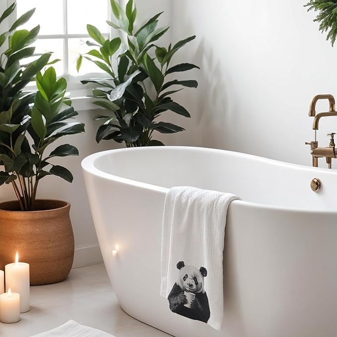 Panda Hand Towels for Bathroom, Pandas Bathroom Hand Towels, Funny Hand Towels, Panda Bathroom Decor, Panda Gifts for Women Girls Panda Lovers, 16x24 Inch
