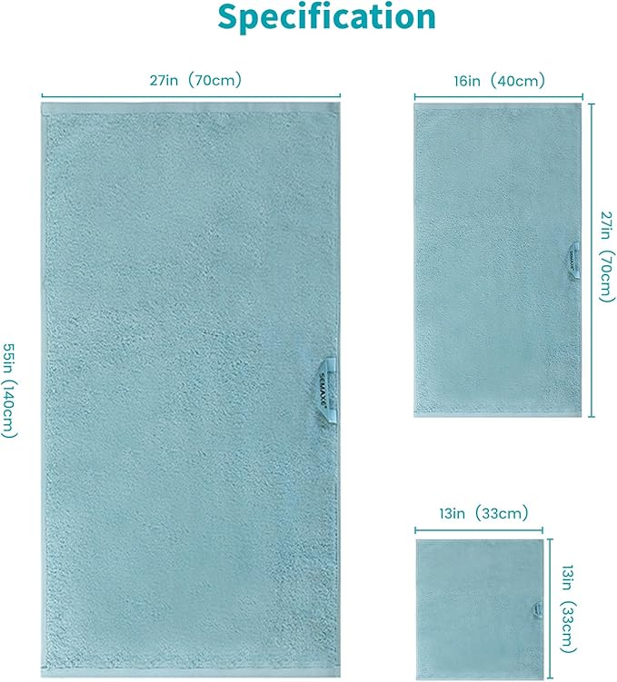 SEMAXE 12-Piece Family Bathroom Towel Set - 100% Cotton, 4 Bath Towels, 4 Hand Towels, 4 Washcloths, Ultra-Soft and Super Absorbent, Lighter Weight