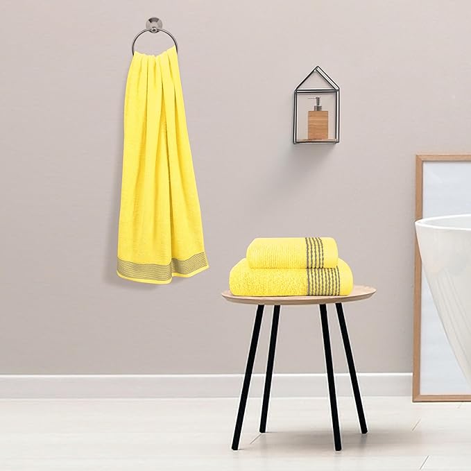 Belizzi Home Ultra Soft 3 Pack Cotton Towel Set, Contains a Bath Towel 28x55 inch, a Hand Towel 16x24 inch & a Wash Coth 12x12 inch, Ideal Everyday use, Compact & Lightweight -Yellow