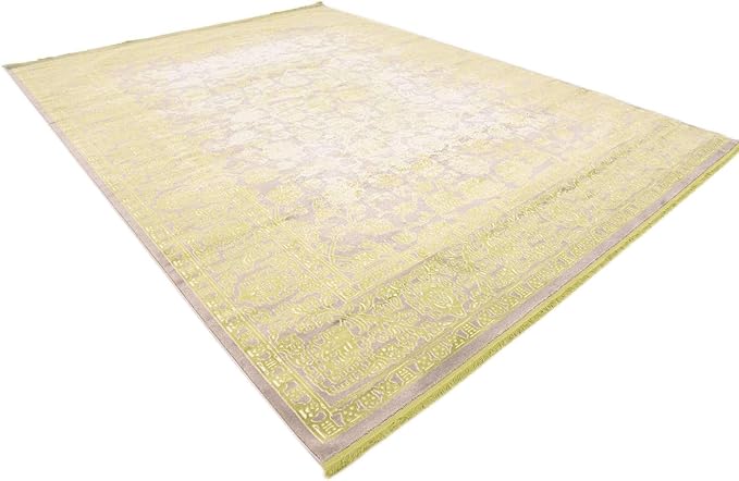 Unique Loom Traditional Classic Intricate Design Distressed Vintage Detail, Area Rug, 9' 0" x 12' 0", Light Green/Gray