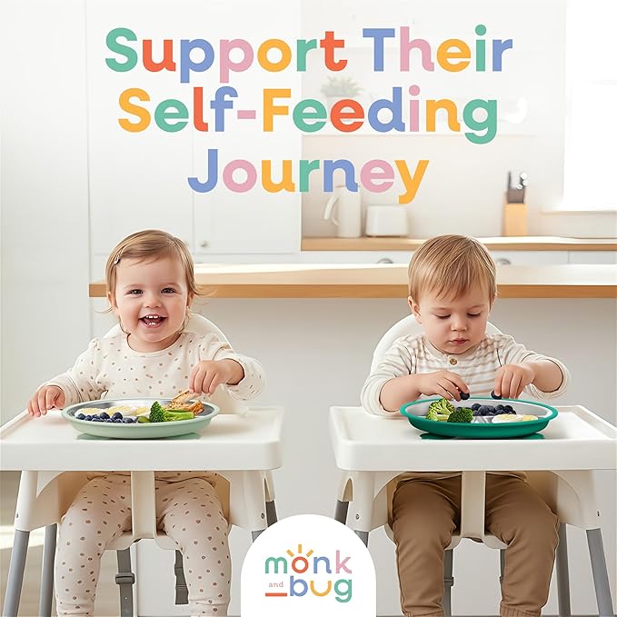 Stainless Steel Kids Plates with Suction - 9" Stainless Steel Toddler Plates with Dividers and Strong Hold Silicone Base - Feeding Dinnerware for Baby, Dishwasher Safe Suction Plate Non Toxic