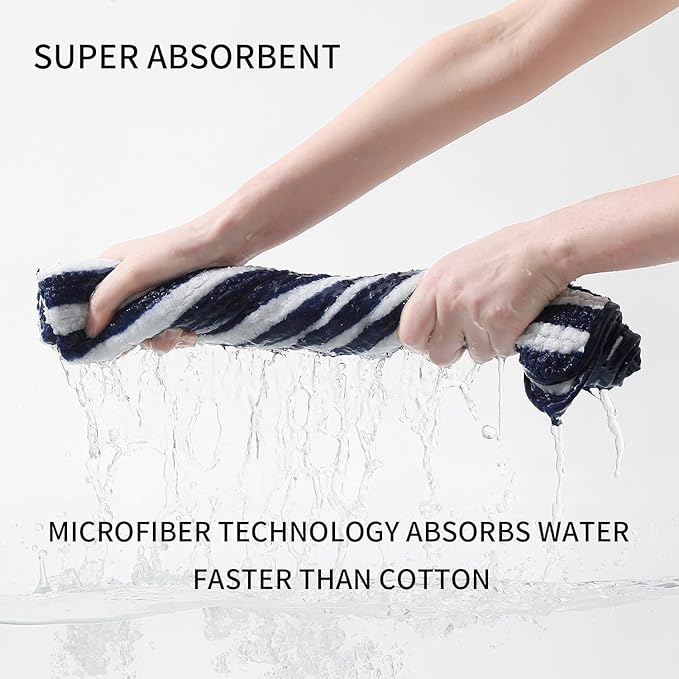 18-Piece Microfiber Bath Towels Set - 6 Bath Sheet, 6 Hand Towels, 6 Washcloths, Soft, Highly Absorbent Bathroom Towel, Quick Dry & Less Lint Shower towel for Bathroom, Hotel, Spa, Dorm-Blueberry