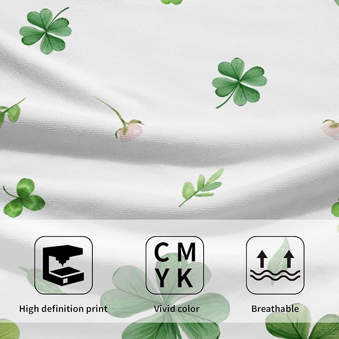 Imiss St Patricks Day Hand Towels 14.4 x 28.3 Inch Green Shamrock Floral Kitchen Dishcloth Seasonal Spring Decorations Guest Towel for Holiday Bathroom Hotel,Pack of 2