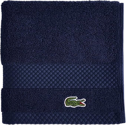 Lacoste Heritage 100% Supima Cotton Wash Cloth, Navy, 13" x 13" – Highly Absorbent & Quick Drying, Premium Super Soft Bath Towel, Bathroom Essential, Gift for All Occasions, Machine Washable
