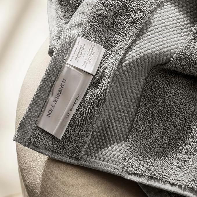 BOLL & BRANCH Plush Bath Sheet Set - Stone - 6 Piece - Includes 2 Oversized Bath Sheets, 2 Hand Towels & 2 Washcloths - 100% Organic Cotton - Ultra Soft & Luxurious - Quick Absorbing