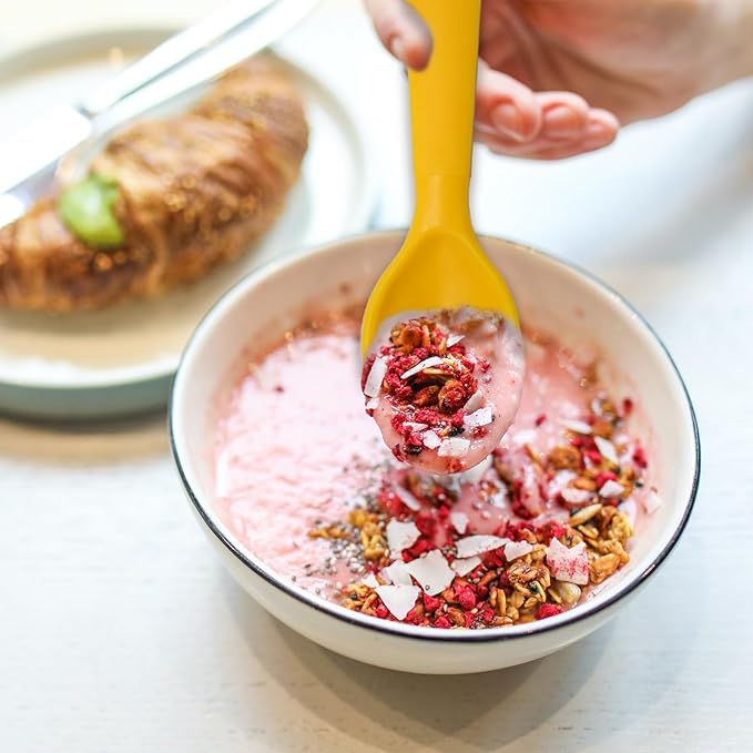 12 Pcs Kids Spoons and Forks Toddler Utensils Plastics Reusable Silverware Baby Cutlery Set Feeding Dinnerware Utensils BPA Free Microwave Dishwasher and Freezer Safe- Yellow