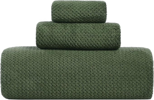 Large Bath Towels Set 30x60 Inches Super Soft Absorbent Quick Dry Luxury Microfiber Shower Towels for Bathroom-Olive Green,Pack of 3