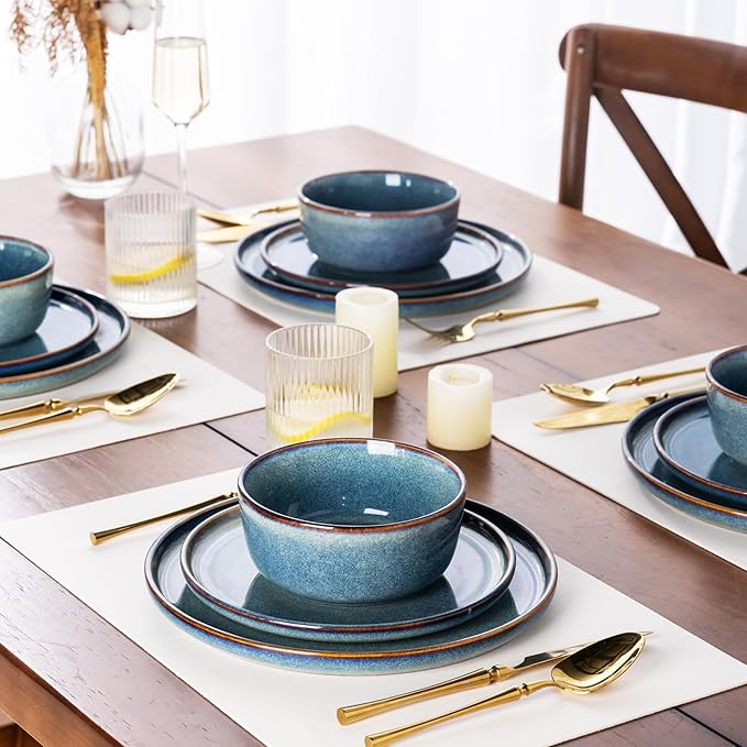 AmorArc Ceramic Dinnerware Sets for 4,Round Reactive Glaze Stoneware Plates and Bowls Set,Highly Scratch Resistant Dishware | Dishwasher & Microwave Safe Dishes Set,Service for 6 (18pc)