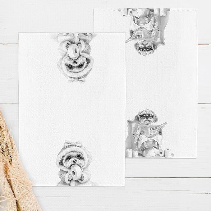 Shih Tzu Gifts Hand Towels for Bathroom Set of 2, Shih Tzu Dog Hand Towels for Washroom Bathroom Decor, 16x24 Inch
