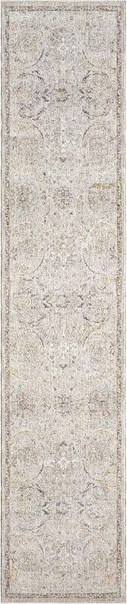 Nourison Home Heirloom Blend Light Grey 2'2" x 10' Area Rug - Easy Clean, Non Shedding, Bed Room, Living Room, Dining Room, Kitchen (10' Runner)
