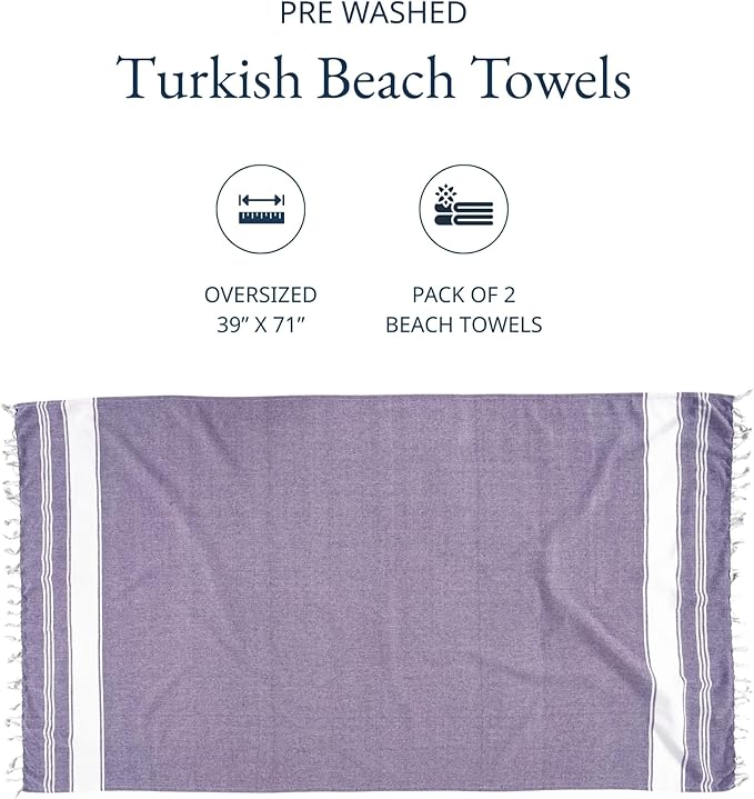 LANE LINEN Beach Towel 2 Pack - Pool Towel Oversized, Pre-Washed Extra Large Beach Towels, Sandless Beach Towel, Quick Dry Travel Towel, Large Pool Towels, 39"x71" - Day Break
