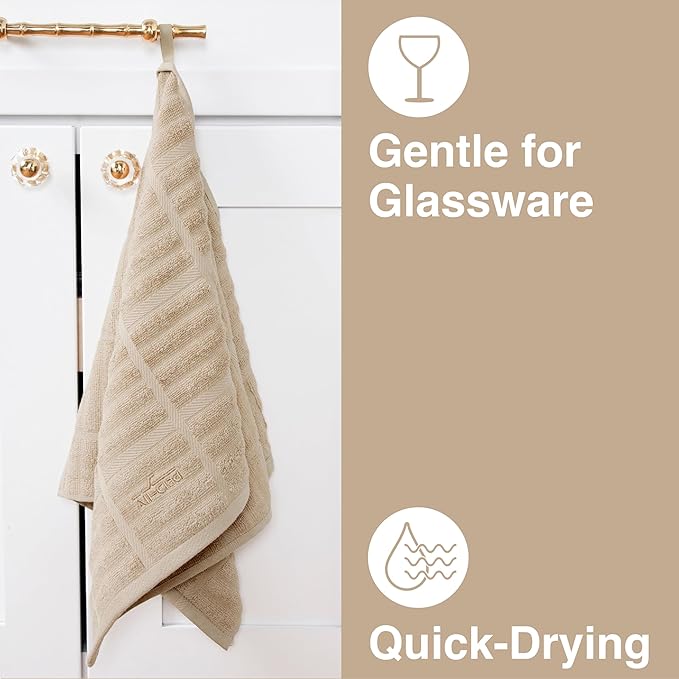 All-Clad Solid Kitchen Towels: Highly Absorbent, Super Soft Long Lasting - 100% Cotton, 17"x30" Tea Towels for Cleaning & Drying Dishes, Pans, Glassware, or Countertops, (2-Pack), Cappuccino