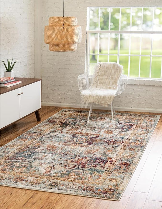 Unique Loom Isabella Collection Area Rug - Adjani (5' 1" x 8' Rectangle, Ivory/ Beige)