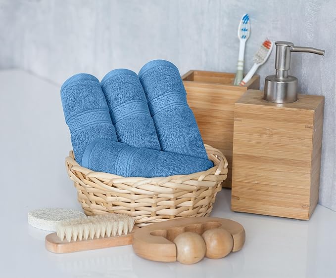 Utopia Towels 8 Piece Luxury Towel Set – Majestic Plush, Super Absorbent & Quicker-to-Dry, Thick 100% Ring Spun Cotton Towels for Bathroom, Spa & Hotel – 2 Bath, 2 Hand, 4 Washcloths, Electric Blue