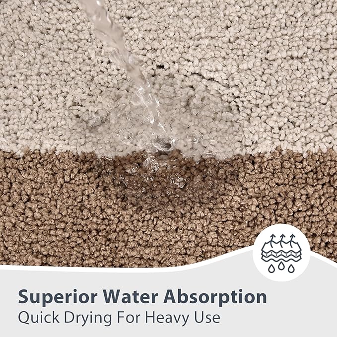 Bathroom Rugs 24" x 60", Non-Slip Extra Soft Absorbent Bath Rugs, Machine Washable Quick Dry Bath Mats for Bathroom Floor, Shower, Bathtub and Sink, Beige & Grayish Brown