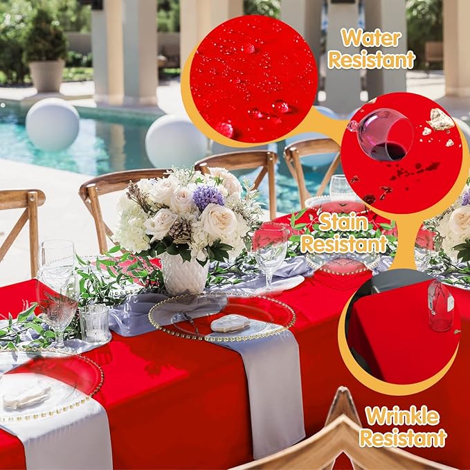 BRILLMAX 8 Pack Red Tablecloths 70 x 120 Inch for 6ft or 8ft Rectangle Tables - Rectangular Bulk Linen Polyester Fabric Washable Cloth Cover for Wedding Reception Banquet Birthday Party