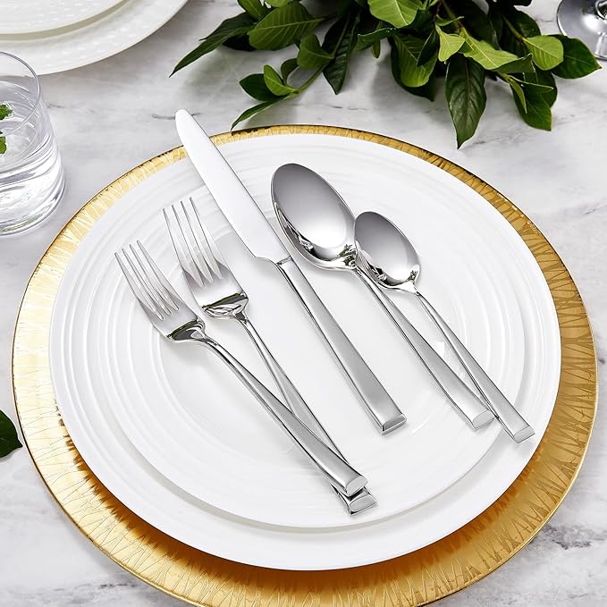 KEAWELL Premium Imperial 4-Piece 7.5 inch Forks Set – Heavy Duty 18/10 Stainless Steel Flatware with Mirror Finish and Squared Edge, Dishwasher Safe for Elegant Dining (4, Salad Forks)