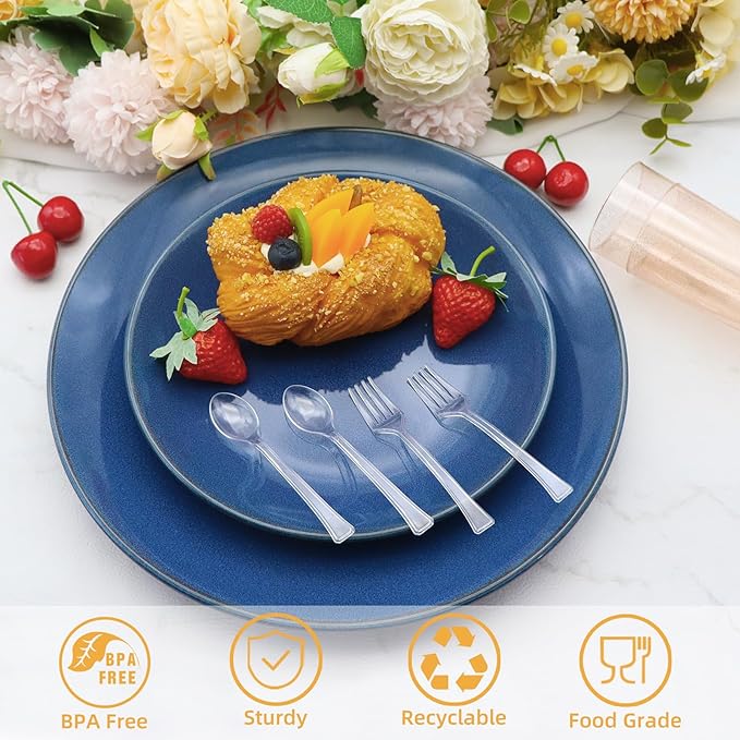 100 PCS 50 Clear Mini Forks And 50 Clear Mini Spoons 4 Inch Dessert Forks And Spoons, Dessert Fork and Spoon Disposable, BPA Free, Food Safe, Suitable for All Occasions