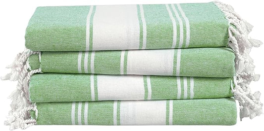 LANE LINEN Large Turkish Towel Set of 4 – Pre-Washed Pool Towels, Extra Large, Quick Dry & Sand Free, Fast Drying Lightweight Travel Towels, 39"x71" – Jade Green