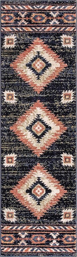 Well Woven Tulsa Lea Blue Traditional Southwestern Tribal 2'3" x 7'3" Runner Rug