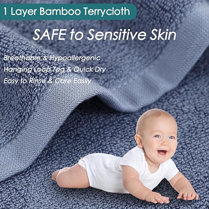 Reusable Makeup Remover Towels, 13x13 inch Extra Large Wash Cloths for Face and Body, Super Soft and Gentle Face Towel on Sensitive Skin, Easy to Rinse Fast Dry Denim Blue Facial Cleansing Cloths