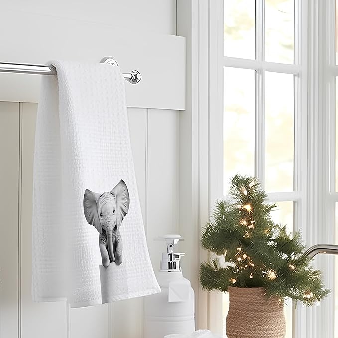 Elephant Hand Towels for Bathroom, Elephants Bathroom Hand Towels, Elephant Bathroom Decor, Funny Hand Towels, Elephant Gifts for Women Elephant Lovers, 16x24 Inch