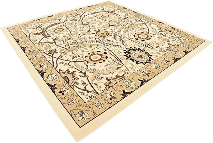 Unique Loom Espahan Collection Area Rug - Cape Cod (8'Square, Ivory/ Beige)