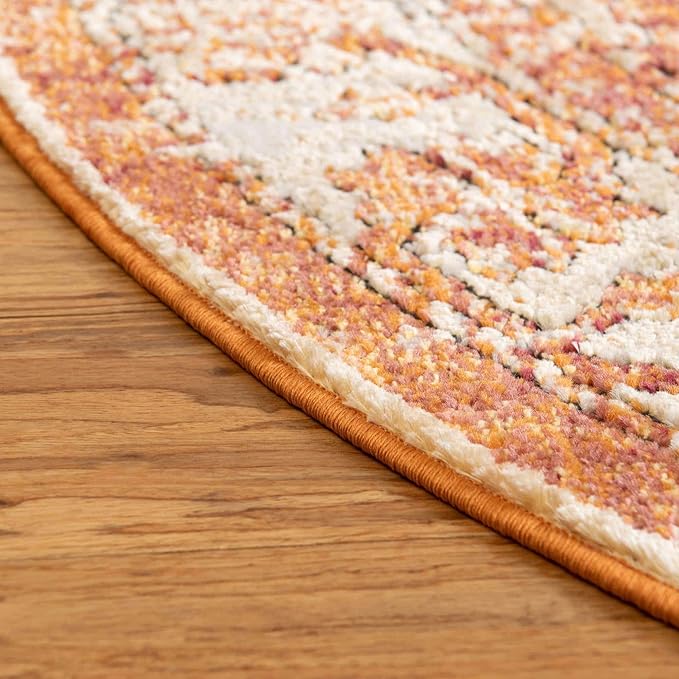 Unique Loom Isabella Collection Area Rug - Adjani (3' 3" Round, Rust Red/ Black)