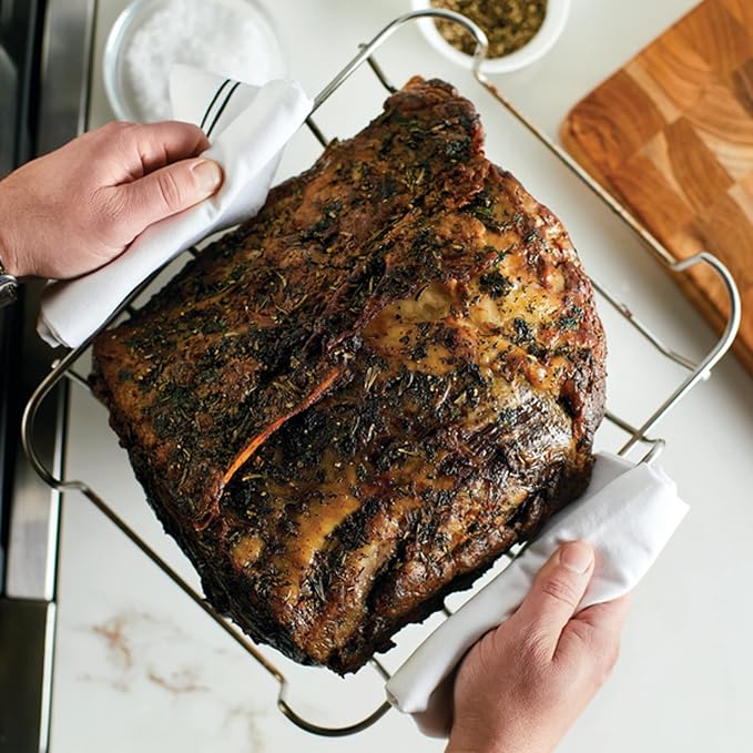 KitchenAid 5-Ply Clad Stainless Steel Roasting Pan/Roaster with Removable Rack, 15 Inch x 11.5 Inch - Polished Stainless Steel