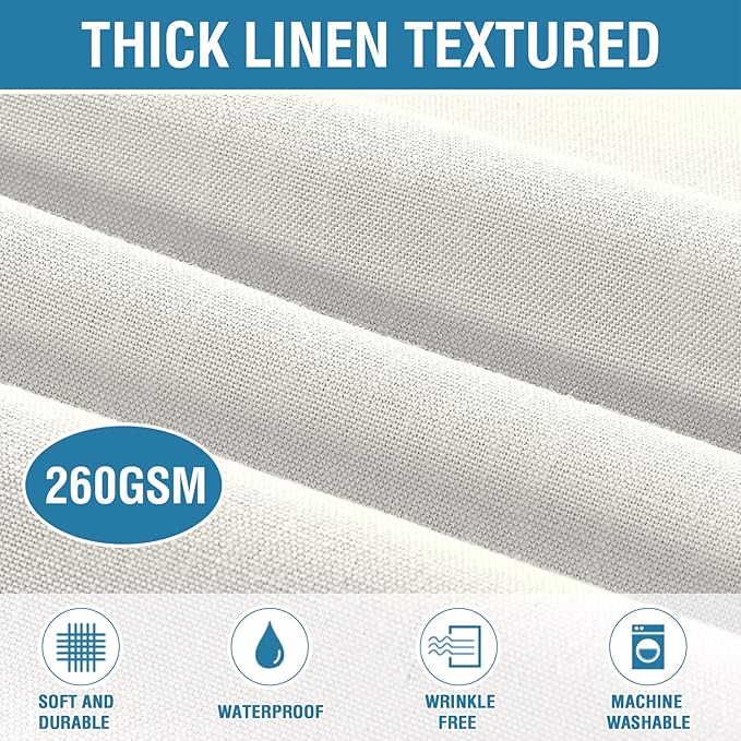 H.VERSAILTEX Linen Textured Table Cloths 54 x 54 Inch Premium Solid Tablecloth Spill-Proof Waterproof Table Cover for Dining Buffet Feature Extra Soft and Thick Fabric Wrinkle Free, Ivory