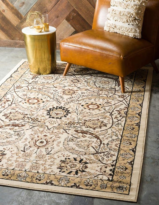 Unique Loom Espahan Collection Area Rug - Cape Cod (7' 1" x 10' Rectangle, Ivory/ Beige)