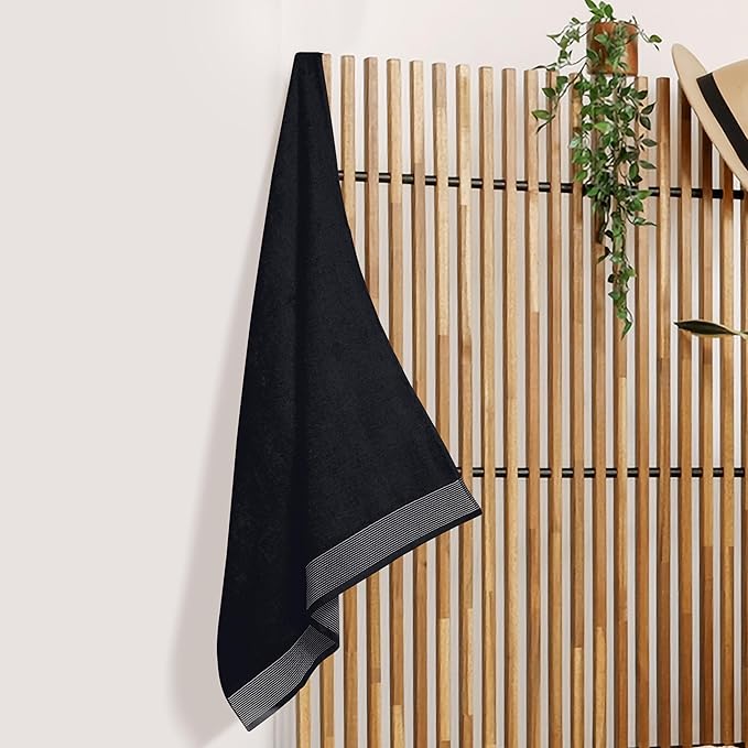 Belizzi Home Cotton 2 Pack Oversized Bath Sheet 35 x 70, Large Bath Sheet, Ultra Absorbent, Compact, Eco-Friendly and 100% Recyclable, Quick Drying and Lightweight Towel - Black