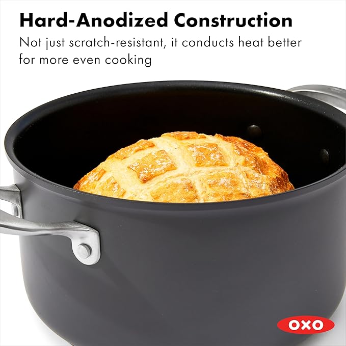 OXO Enhanced 10 Piece Cookware Pots & Pans Set, PFAS-Free Ceramic Nonstick, Durable Hard Anodized Cookware, Scratch Resistant, Stainless Steel Handle, Good Grips, Dishwasher & Oven Safe, Black