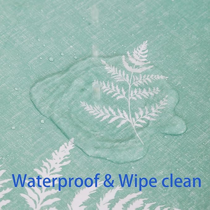 Heavy Duty Vinyl Tablecloth with Flannel Backing Waterproof Oil-Proof Plastic Table Cloth Stain-Resistant Wipeable Rectangle or Square Table Cover for Indoor and Outdoor (Mint Leaf, 54X54 Inch)